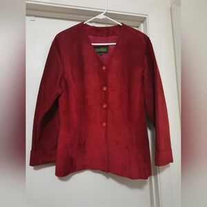 Vintage DANIER leather Red suede button front jacket coat Sz L